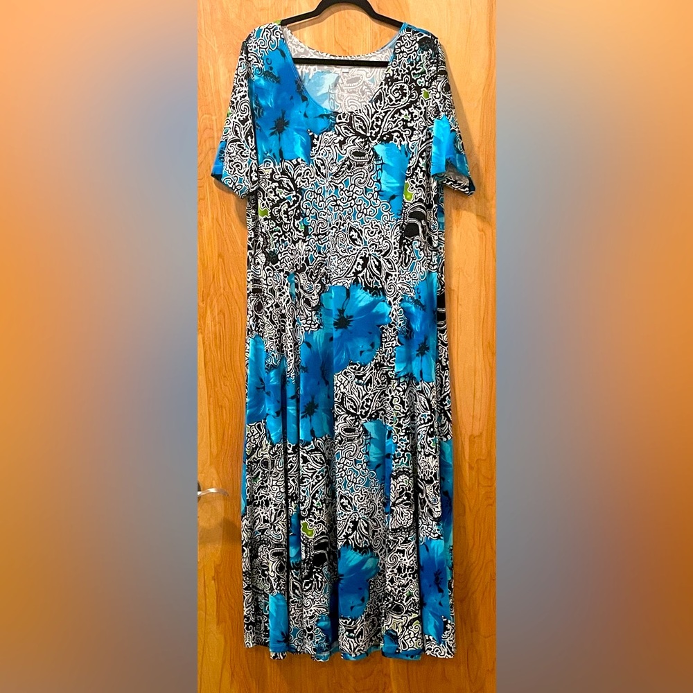 Avenue Blue and Black Floral Maxi Dress